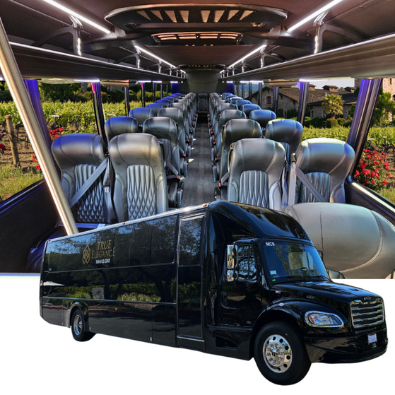 44-passenger mid-size shuttle bus interior and exterior